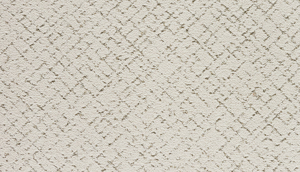 A close-up of the Luxuriant Weave Pet Friendly Carpet in White Linen, featuring a subtle geometric pattern with intersecting diagonal lines and small diamonds in a slightly darker tone, combining stylish design and luxurious texture.