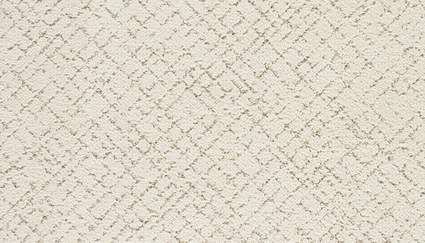 Close-up of the Luxuriant Weave Pet Friendly Carpet in Pearl Essence, featuring a subtle, irregular geometric pattern in soft beige tones for a textured, modern look.