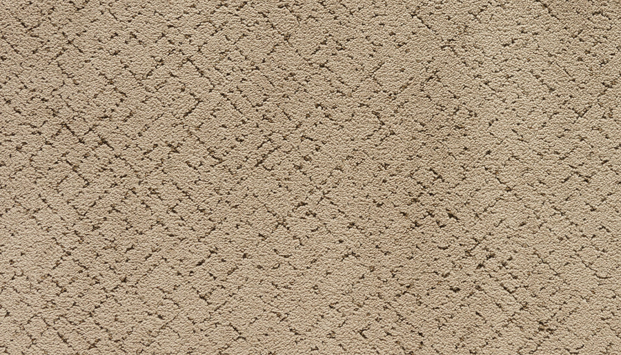 Close-up of Luxuriant Weave Pet Friendly Carpet in Halo—a soft, plush beige carpet featuring a subtle raised crisscross geometric pattern for durable comfort and a warm, inviting look.