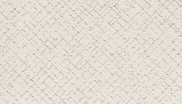 Close-up of the Luxuriant Weave Pet Friendly Carpet in Ice Fox, showing a soft, durable cream-toned surface with a subtle, irregular geometric pattern created by slightly raised lines. Neutral look suits any space and is perfect for homes with pets.
