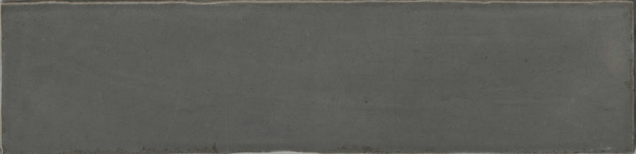 A grey rectangular luxury tile featuring a crackled finish: Maiolica 3x12 Crackled Ceramic Subway Tile.