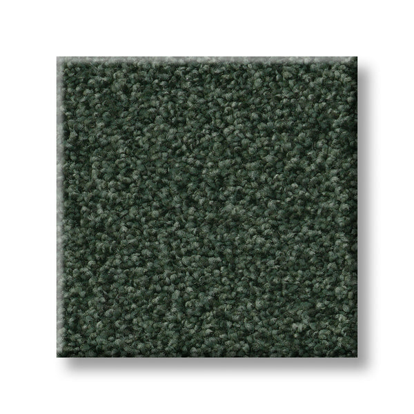 A square sample of Tonal Comfort Blue Family Friendly Carpet, featuring tightly looped, durable fibers, is shown on a white background.