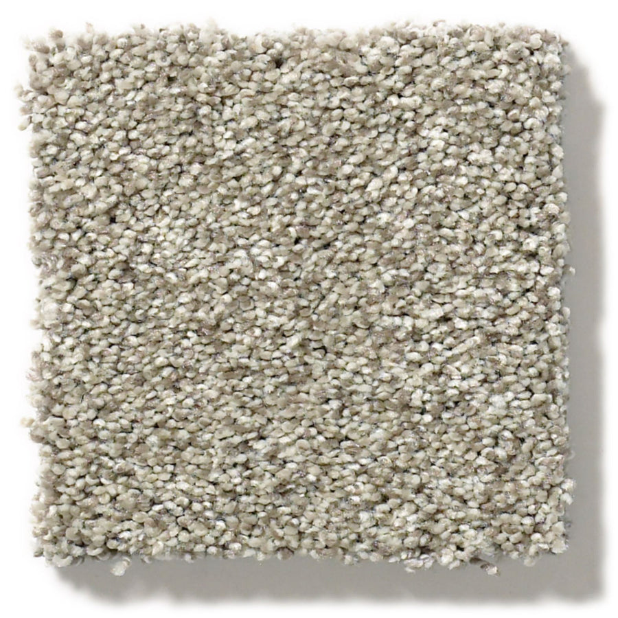 Tonal Comfort Blue Family Friendly Carpet features a square swatch of textured, light beige carpet with tightly packed looped fibers, blending off-white and grey tones for a soft, plush, durable, and inviting appearance.