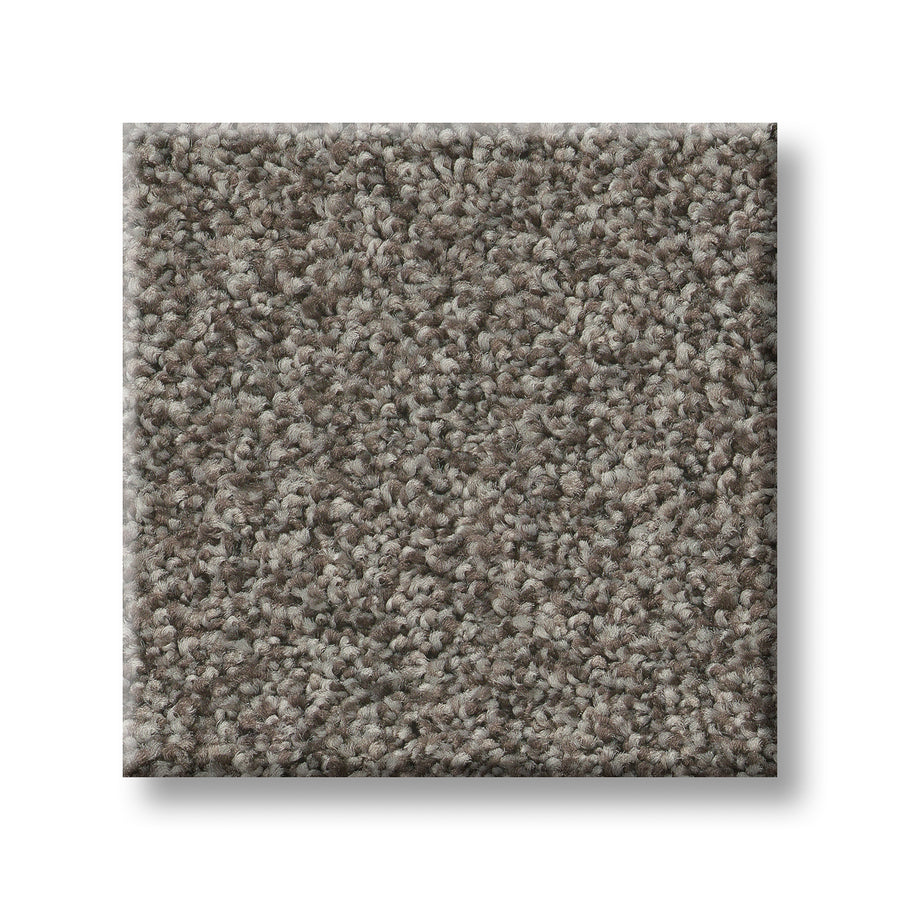 Square sample of Tonal Comfort Blue Family Friendly Carpet, a textured loop-pile in light and medium gray tones, shown on white—durable and ideal for busy homes.