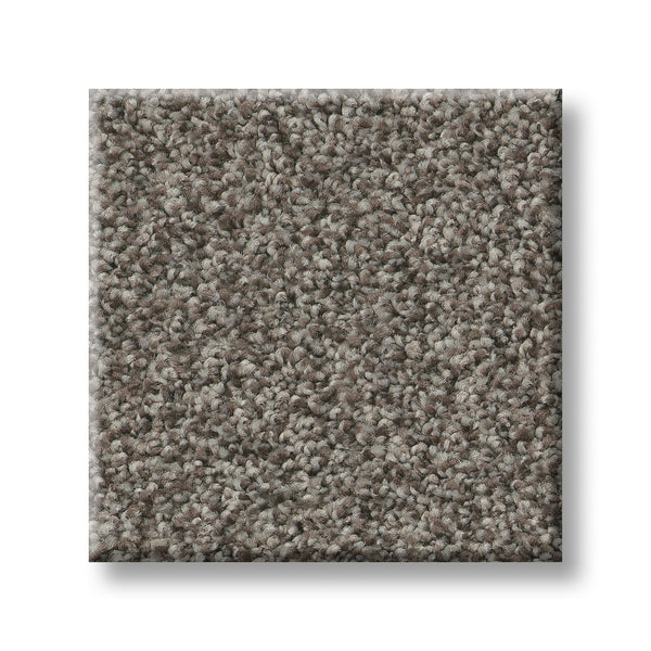 Square sample of Tonal Comfort Blue Family Friendly Carpet, a textured loop-pile in light and medium gray tones, shown on white—durable and ideal for busy homes.