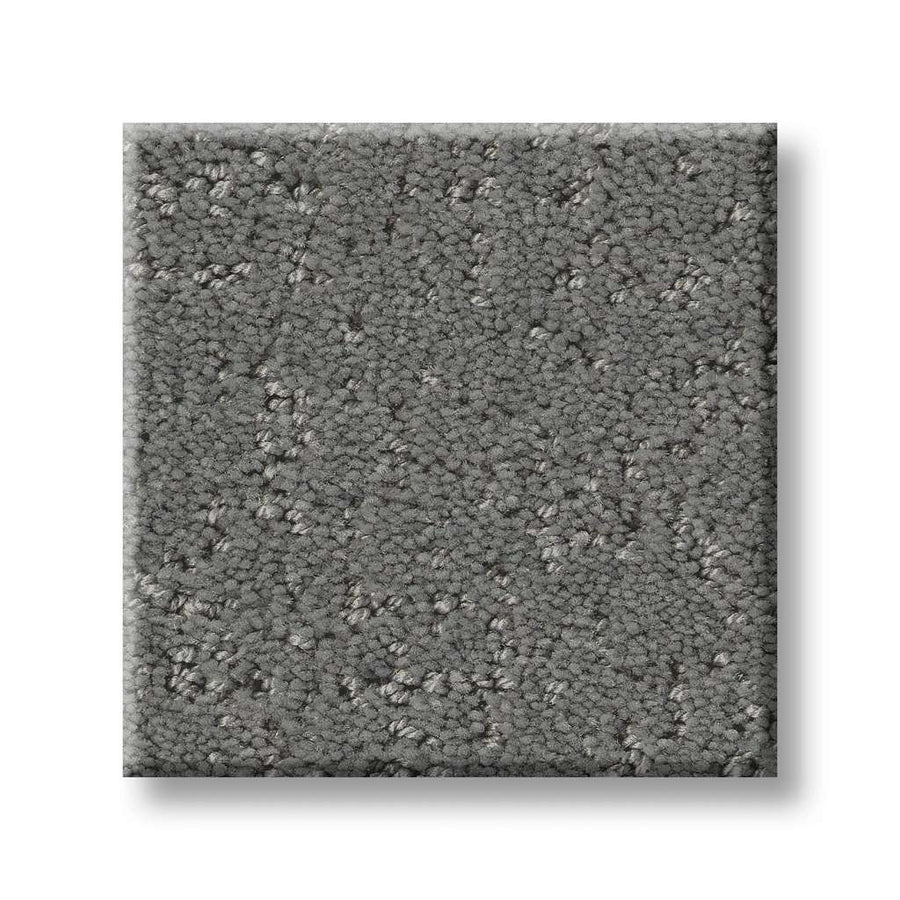 A square sample of Canvas Comfort Blue Family Friendly carpet in grey with a slightly speckled texture is displayed on a white background.