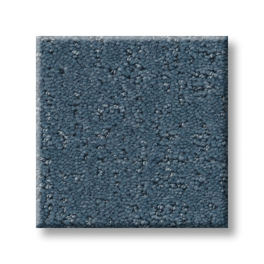A square swatch of Canvas Comfort Blue Family Friendly carpet with a speckled pattern is displayed against a white background.