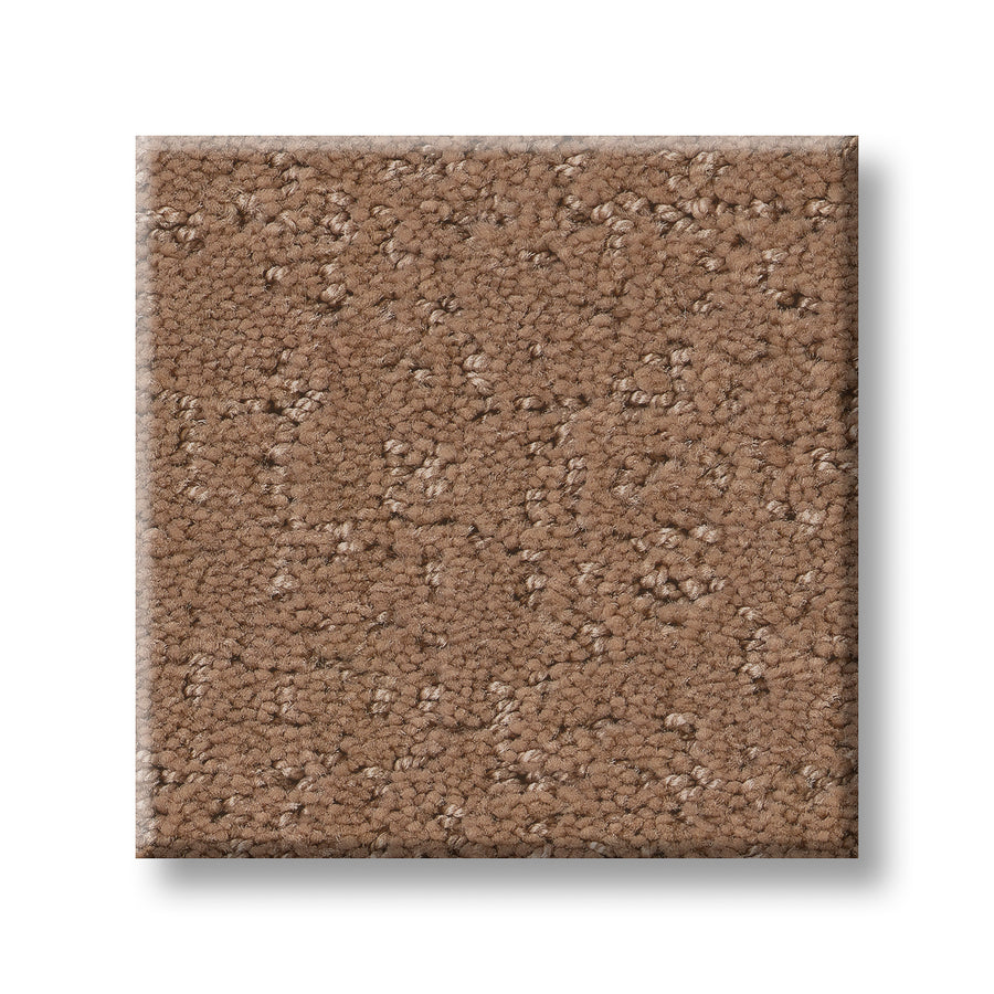 A square sample of Canvas Comfort Blue Family Friendly carpet with a textured brown looped pile, displayed against a white background.