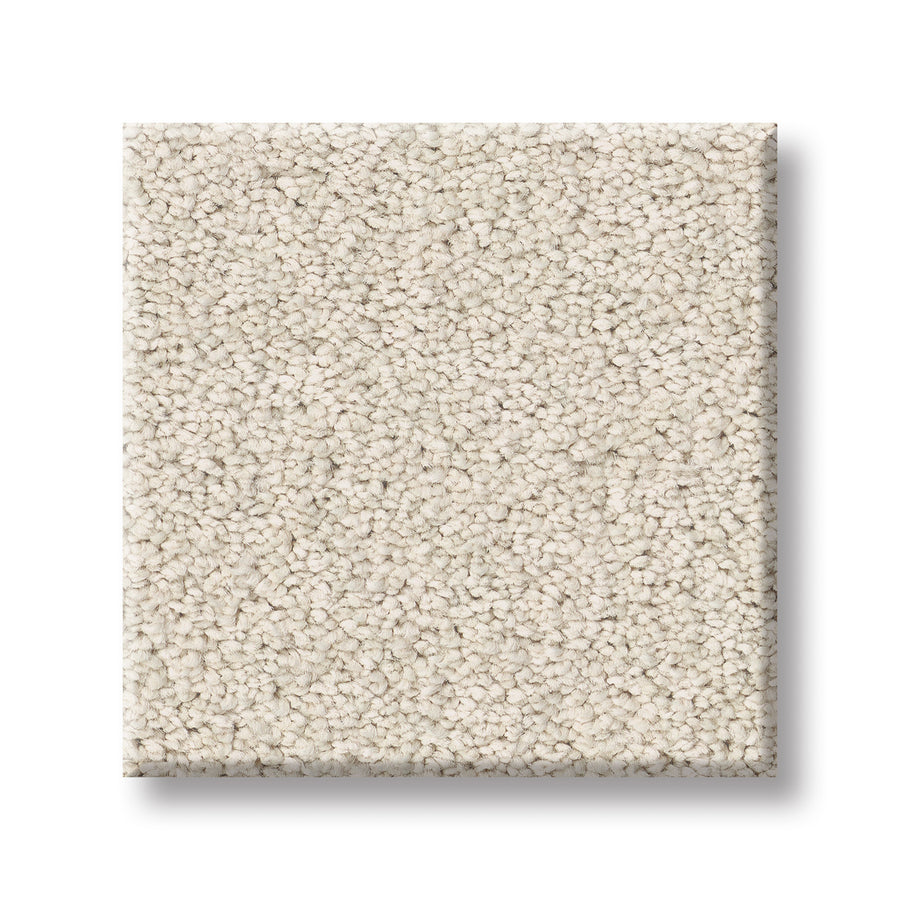 A square sample of light beige Velvet Touch I Pet Friendly Carpet shows its soft, textured looped pile against a white background—ideal for adding luxury and pet-friendly comfort to any space.