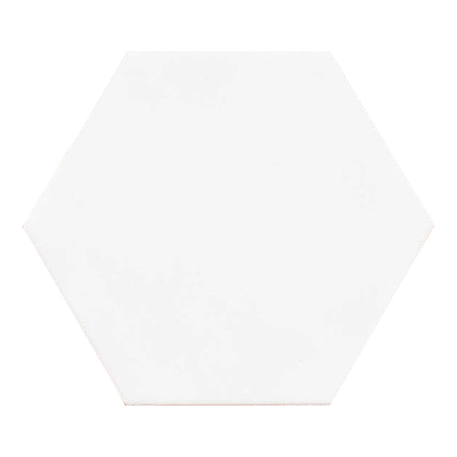 Martha's Manor 4" x 5" Hexagon Ceramic Tile in Cottontail features smooth edges and a matte finish, shown against a white background.