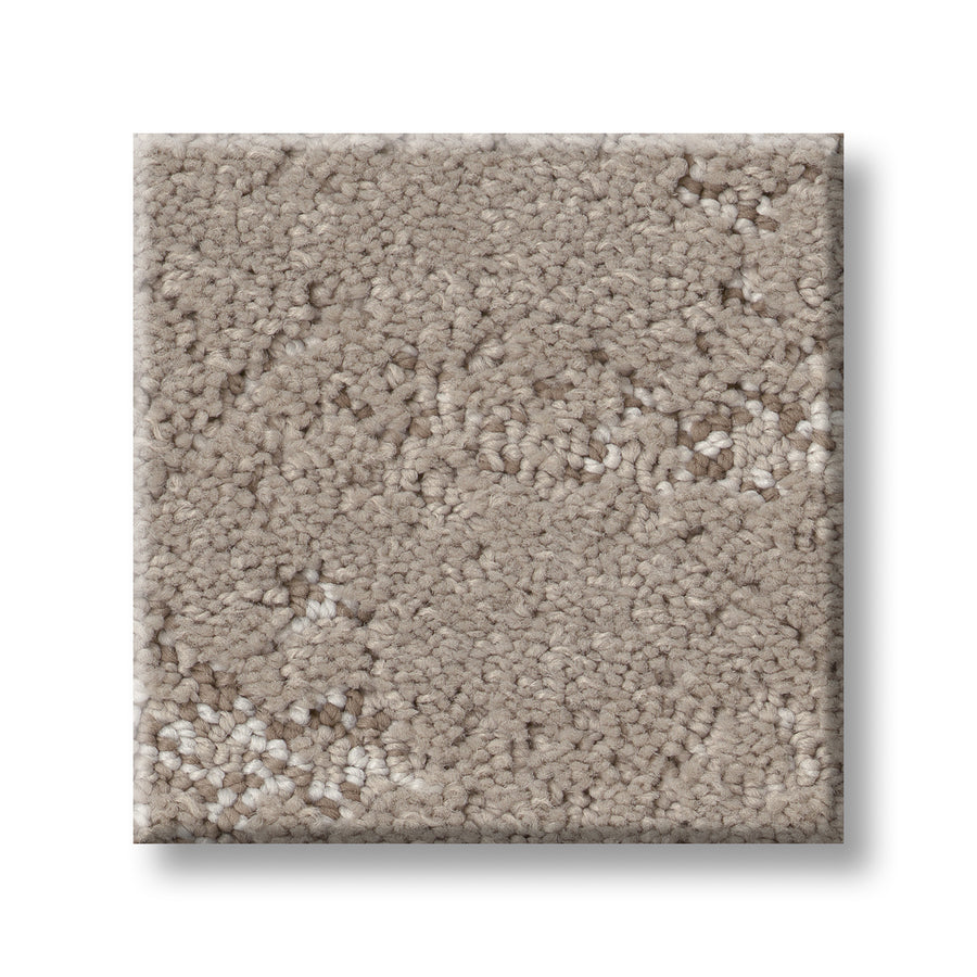 A close-up of the Evoke On Trend Carpet shows its square beige sample with a textured looped pile and subtle color variations, highlighting this luxurious floor covering against a white background.