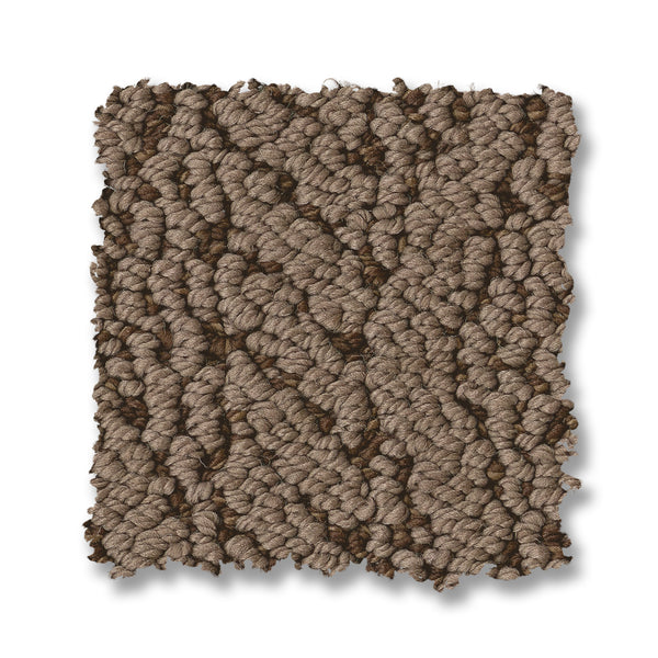 A rectangular swatch of Crochet Berber Carpet in brown, featuring a looped pile and classic Berber texture, displayed on a white background.