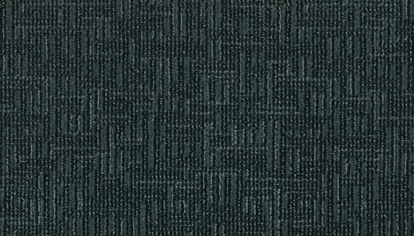 Close-up of the Magnetic Vision Family Friendly Carpet in Lagoon, featuring a durable surface with a subtle geometric pattern of overlapping rectangles and lines for a textured, modern look.