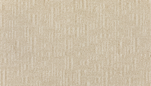 Magnetic Vision Family Friendly Carpet in Pearl Bead features a beige, textured background with vertical, irregular stripes resembling woven fabric or luxury flooring for a neutral, subtle look.
