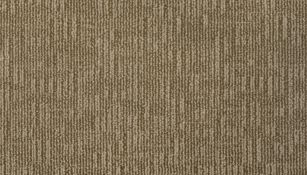 Close-up of the Magnetic Vision Family Friendly Carpet in Canyon, featuring a family-friendly texture and subtle grid-like pattern with vertical and horizontal lines in various brown and beige shades.