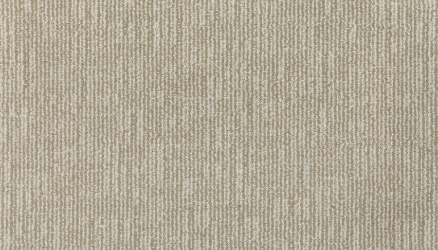 Close-up of Magnetic Vision Family Friendly Carpet in Moonlight—a beige, woven fabric with subtle grid-like texture. Durable and family friendly, its warm neutral tones add inviting style to any space.