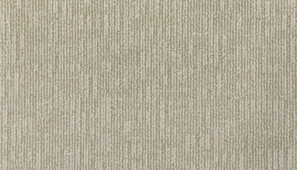 Close-up of Magnetic Vision Family Friendly Carpet in Moonlight—a beige, woven fabric with subtle grid-like texture. Durable and family friendly, its warm neutral tones add inviting style to any space.