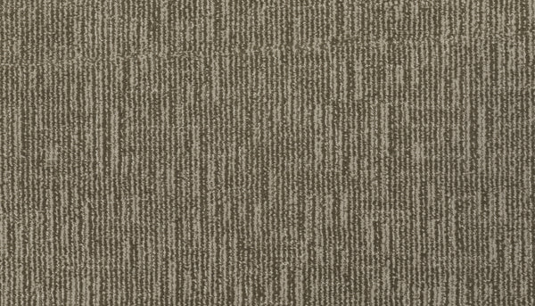 Close-up of the Magnetic Vision Family Friendly Carpet in Soft Buff, featuring a durable, textured surface with intersecting lines and rectangles for a modern, grid-inspired look in warm brown and beige tones.
