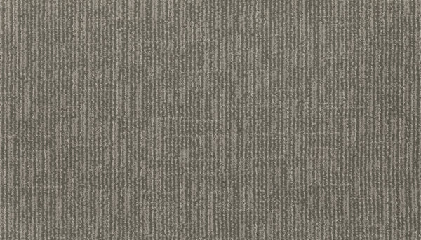 Magnetic Vision Family Friendly Carpet in Sleigh features a durable gray surface with a subtle, repeating geometric pattern of intersecting lines and rectangles, offering modern texture and depth with various shades of gray.