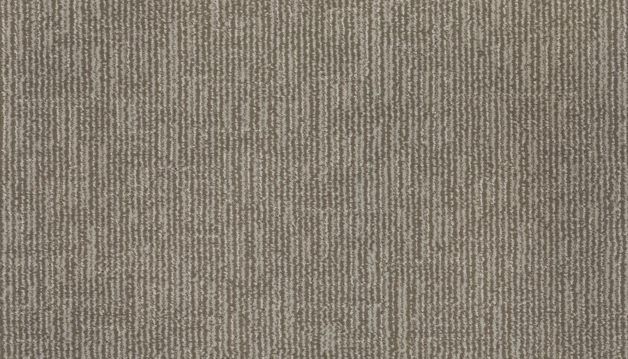 Close-up of the Magnetic Vision Family Friendly Carpet in Villa, featuring a durable surface with tightly woven gray and beige fibers that form a subtle striped and grid-like pattern—ideal for family spaces.