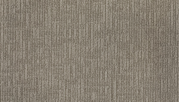 Close-up of the Magnetic Vision Family Friendly Carpet in Villa, featuring a durable surface with tightly woven gray and beige fibers that form a subtle striped and grid-like pattern—ideal for family spaces.