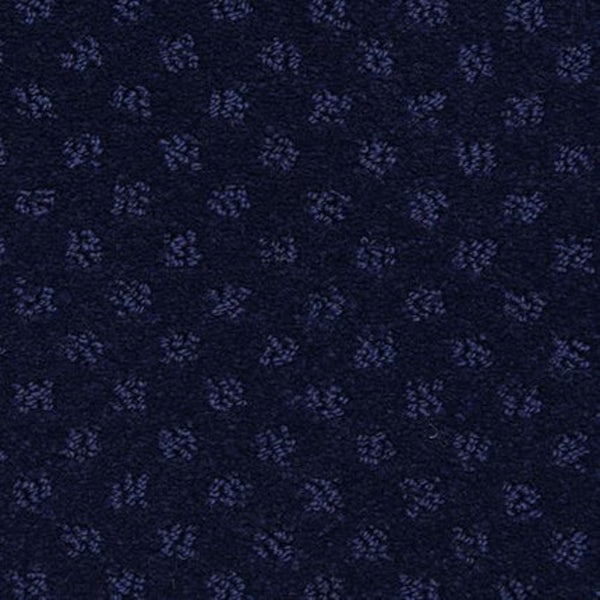 Dreamer On Trend Carpet in Majesty features a dark blue textile with a subtle, repeating dotted pattern in lighter blue, offering durable luxury flooring with a textured and elegant appearance.