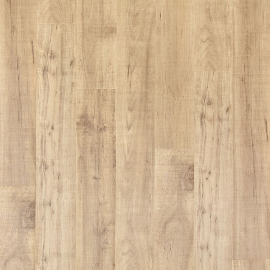 Ellenwood 7.5" Vinyl Plank features light wood grain with natural beige and tan tones, subtle knots, and linear patterns for a clean, warm surface and authentic wood-look design.