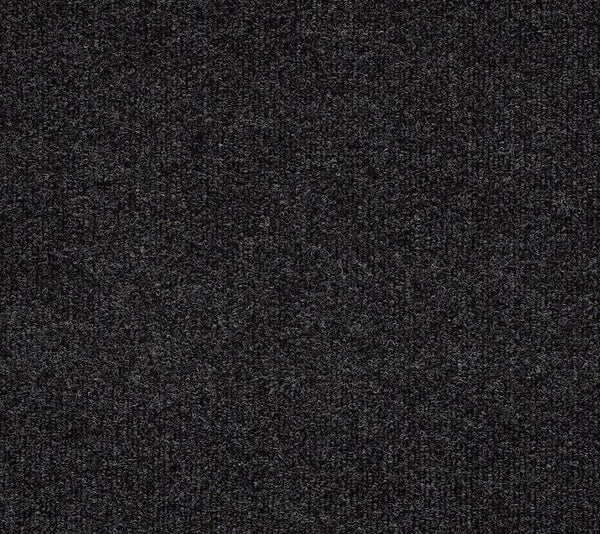 The Windsurf Pet Friendly Carpet in Marcasite features a dark gray, textured surface with a subtle pattern. Its soft, close-knit fibers resemble wool, offering consistent color and contemporary style that's comfortable and pet-friendly.