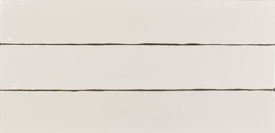 Three parallel horizontal black lines, evenly spaced on a plain white background. The slightly irregular edges create a hand-drawn, organic look inspired by patterns from the Marrakesh 2x16 Ceramic Tile.