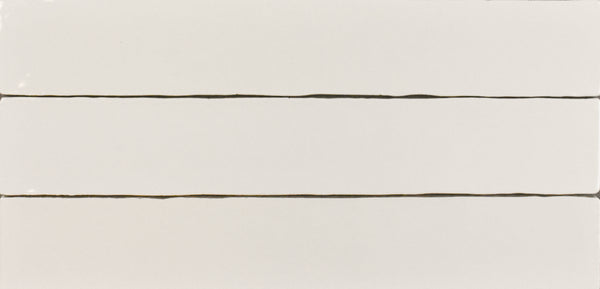 Three parallel horizontal black lines, evenly spaced on a plain white background. The slightly irregular edges create a hand-drawn, organic look inspired by patterns from the Marrakesh 2x16 Ceramic Tile.