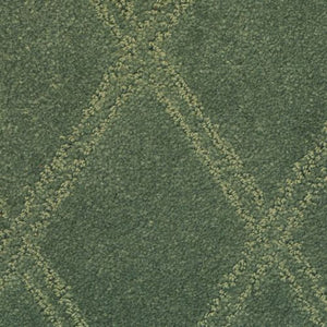 Close-up of Braided Opulence Berber Carpet in Mediterranean, highlighting its durable construction and textured diamond pattern with subtly contrasting green shades from raised stitching.