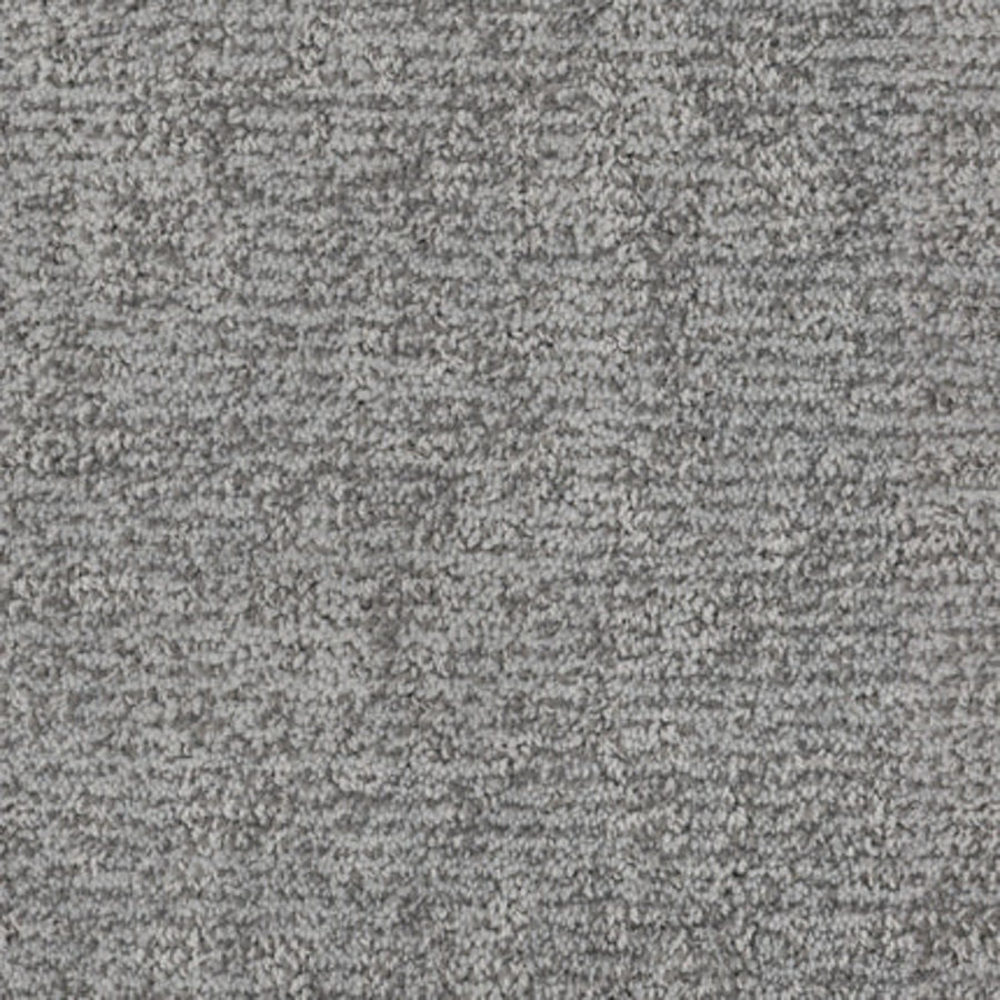 Close-up of Balance Family Friendly Carpet in Mellow—textured gray with dense, looped fibers and a soft, slightly mottled pattern. Subtle tone variations offer a modern, neutral look for a stylish, durable, and stain-resistant choice.