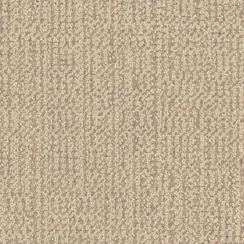 Close-up of Occasion On Trend Carpet in Merriment, showcasing its beige textured surface with a subtle, slightly raised looped pattern and faint vertical and horizontal lines from the weave.
