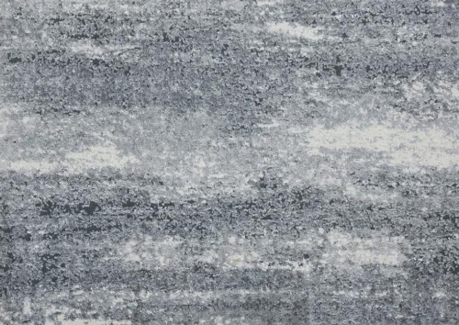 Rock And Roll On Trend Carpet in Metal features a gray and white abstract pattern with horizontal streaks, offering a stylish, durable finish perfect for elevating any space and withstanding high-traffic areas.