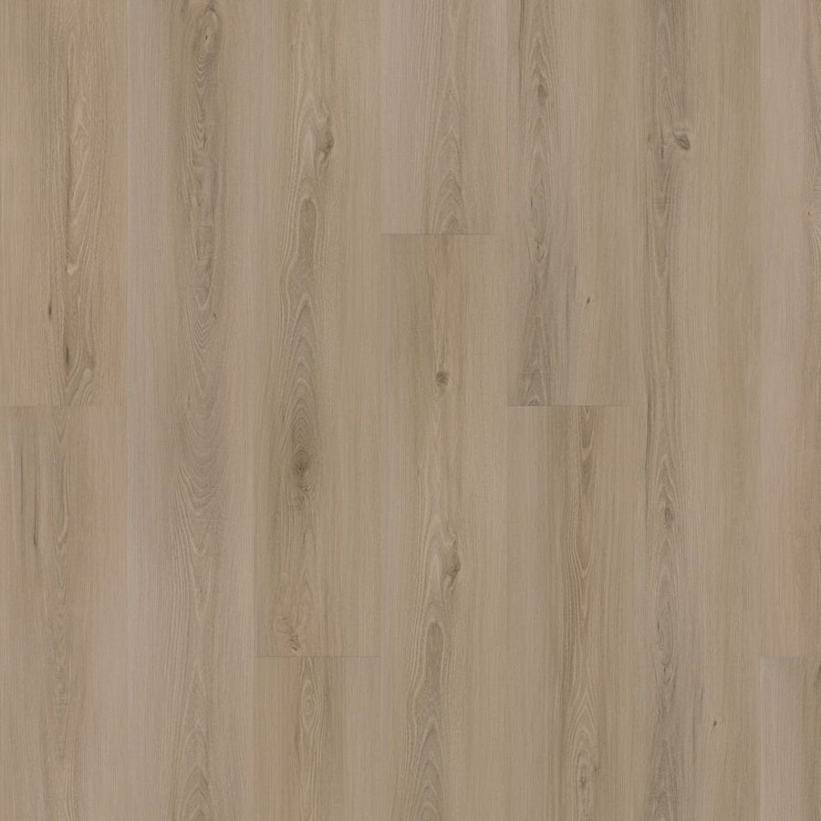 Eastbrook Shoals 9" Vinyl Plank features light brown, waterproof flooring with a natural grain and subtle knots. Its smooth matte finish provides a warm, neutral wood-look design in a plank layout, ideal for any space.