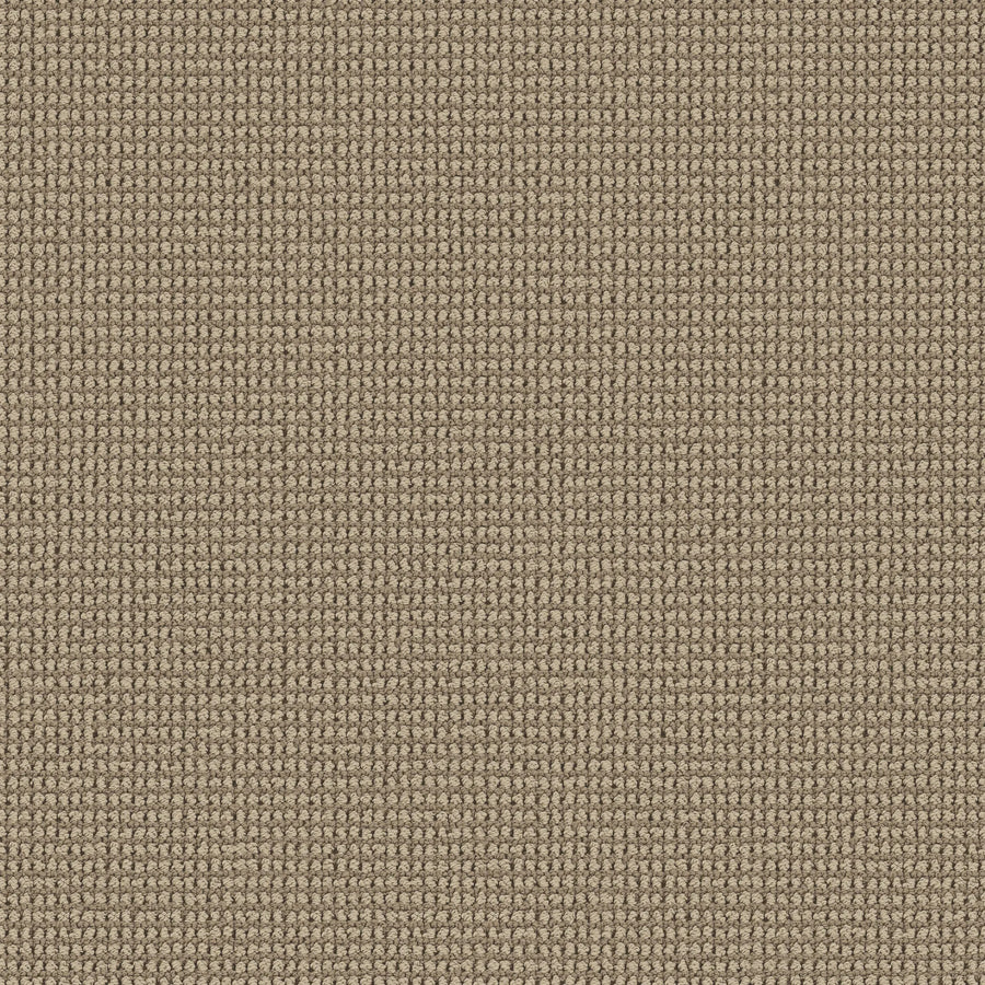 Close-up of Knitted Tone Pet Friendly Carpet in Mirage—a textured beige surface with tight, uniform square weaves, crafted from premium materials. Built for durability, it's an ideal choice for high-traffic areas.