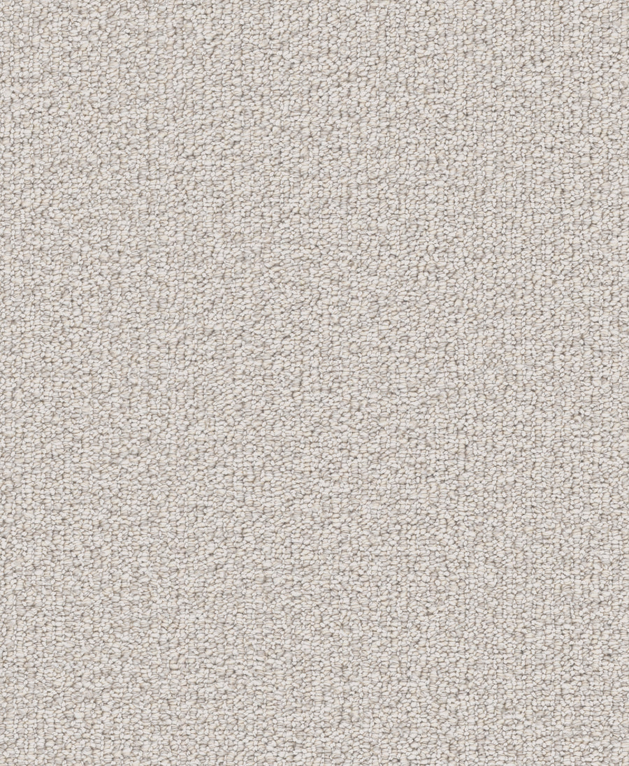 Close-up of the Modern Sisal On Trend Carpet in Silky Salt, highlighting its small, tightly looped sisal fibers that form a uniform, soft, and subtly textured surface. Crafted from natural sisal materials, the carpet displays a consistent and neutral Silky Salt color throughout.