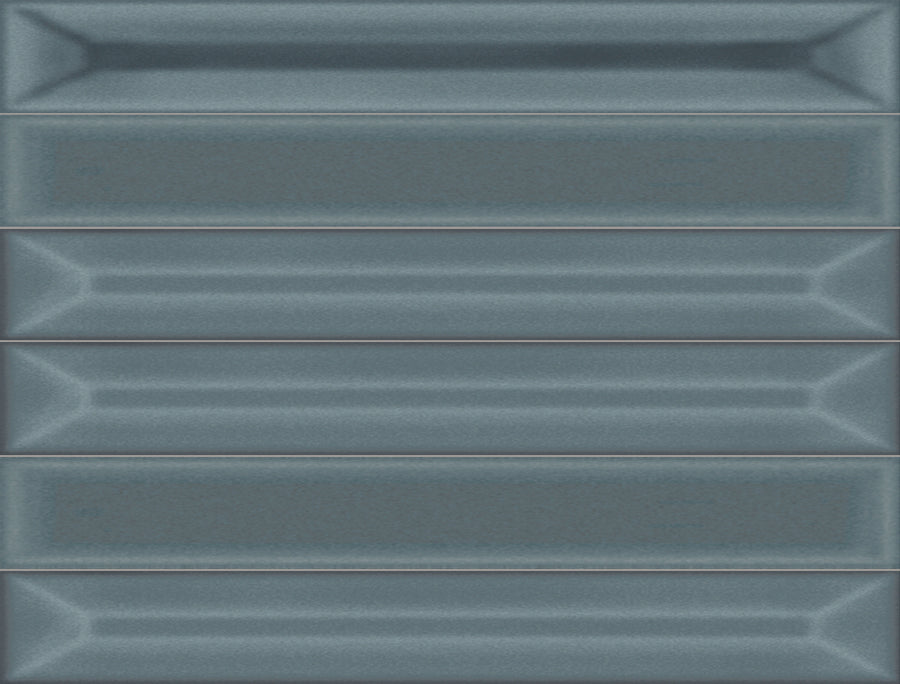 Five rectangular Jewelz 12x16 Glazed Porcelain Tiles in Moonstone are stacked vertically, each featuring beveled edges and a slightly glossy finish.