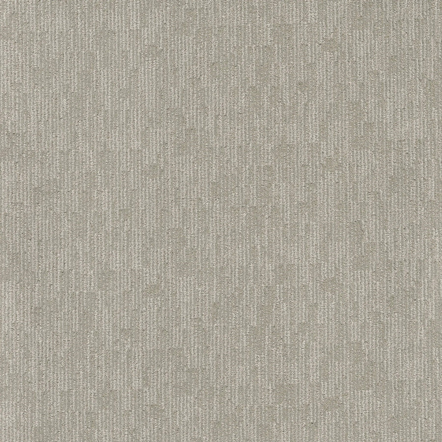 Sneak Peak Berber Carpet in Morning Zen features light beige textured fabric with a subtle, irregular vertical stripe pattern. Its softly woven surface offers a modern look inspired by dense pile and durable Berber flooring.