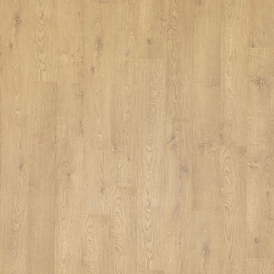 Western Row 6 1/8' Waterproof Laminate in Mountain Lake Oak features a light brown finish with natural grain and subtle knots, offering a warm, smooth wood-look. Planks fit seamlessly for a uniform appearance.