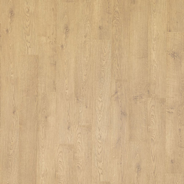 Western Row 6 1/8' Waterproof Laminate in Mountain Lake Oak features a light brown finish with natural grain and subtle knots, offering a warm, smooth wood-look. Planks fit seamlessly for a uniform appearance.