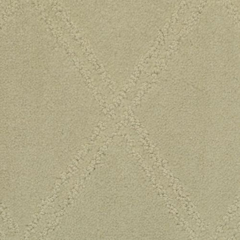 Braided Opulence Berber Carpet in Mushroom features a durable design with a subtle diamond pattern of slightly raised textured lines, offering a soft, plush appearance and classic style in a uniform beige tone.