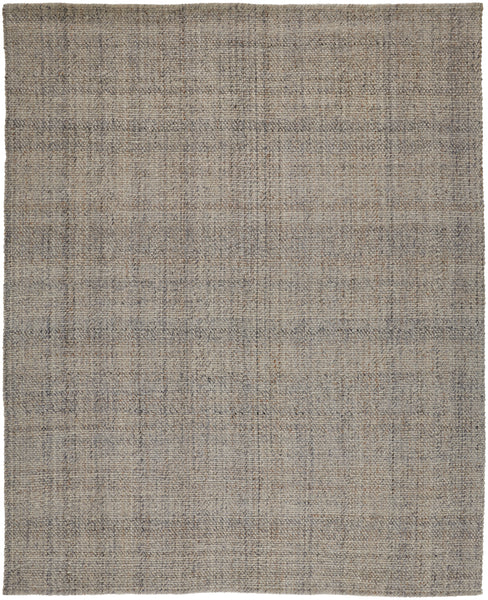 The Naples Area Rug is a large, square rug with a subtle plaid pattern in neutral gray and beige tones, featuring an elegant design and coarse, natural texture.