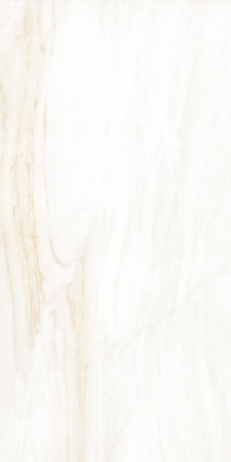 White marble surface with subtle beige and light brown veining, displaying a smooth texture and natural stone pattern.