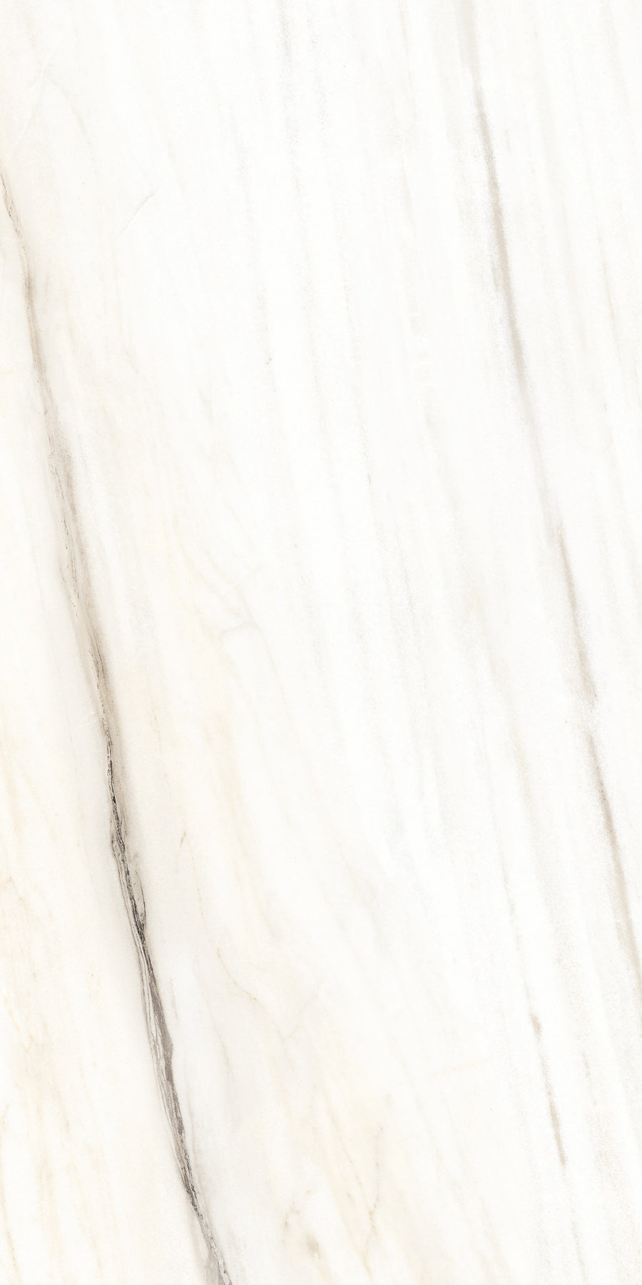 White marble surface with subtle beige and gray veins running diagonally, creating a natural and elegant pattern. The texture is smooth and polished, giving a clean and sophisticated appearance.