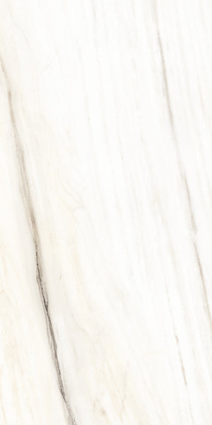 White marble surface with subtle beige and gray veins running diagonally, creating a natural and elegant pattern. The texture is smooth and polished, giving a clean and sophisticated appearance.