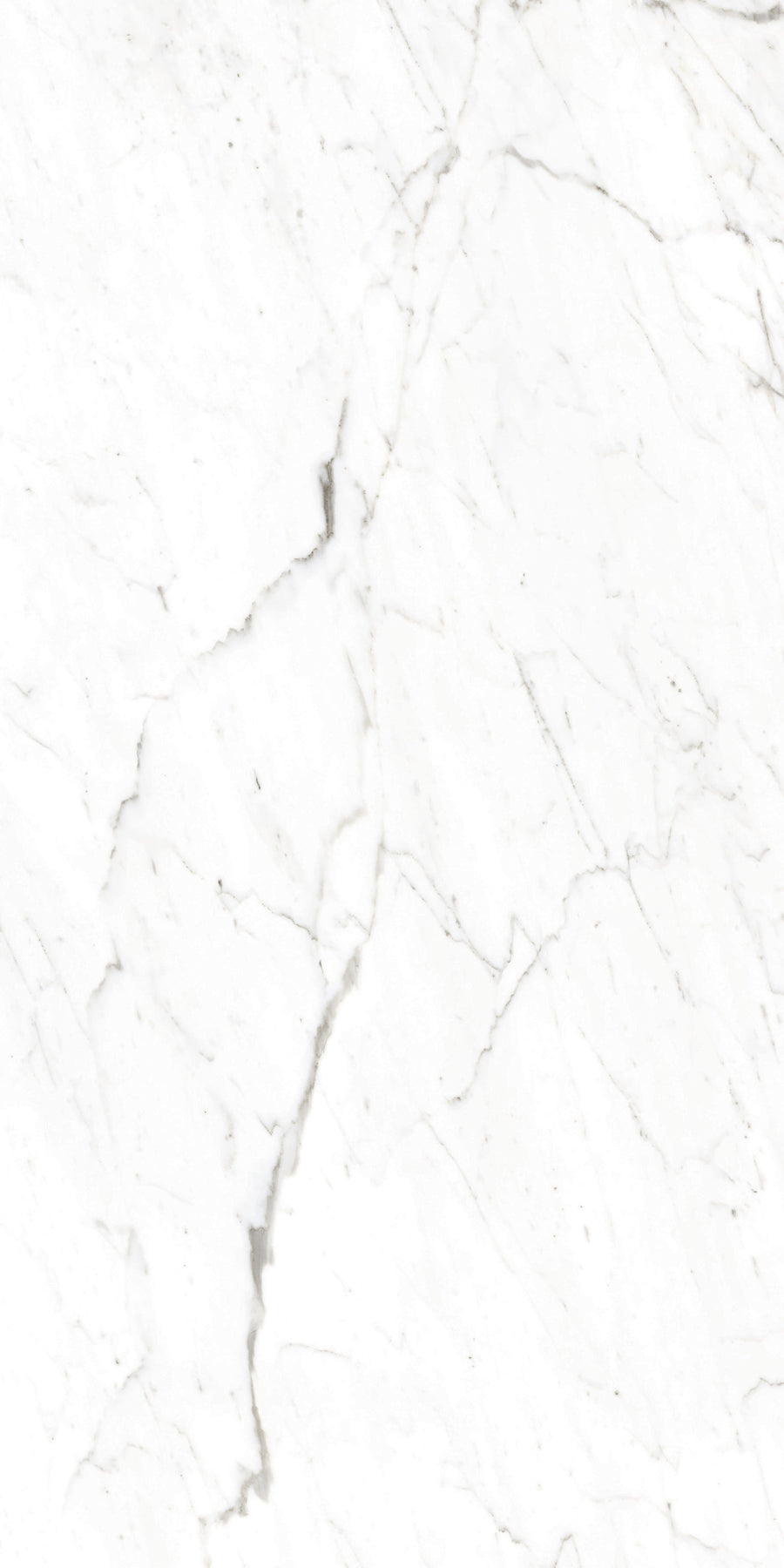 White marble surface with subtle gray veining and natural cracks, creating an elegant, textured stone pattern often used in countertops, flooring, and decorative surfaces.