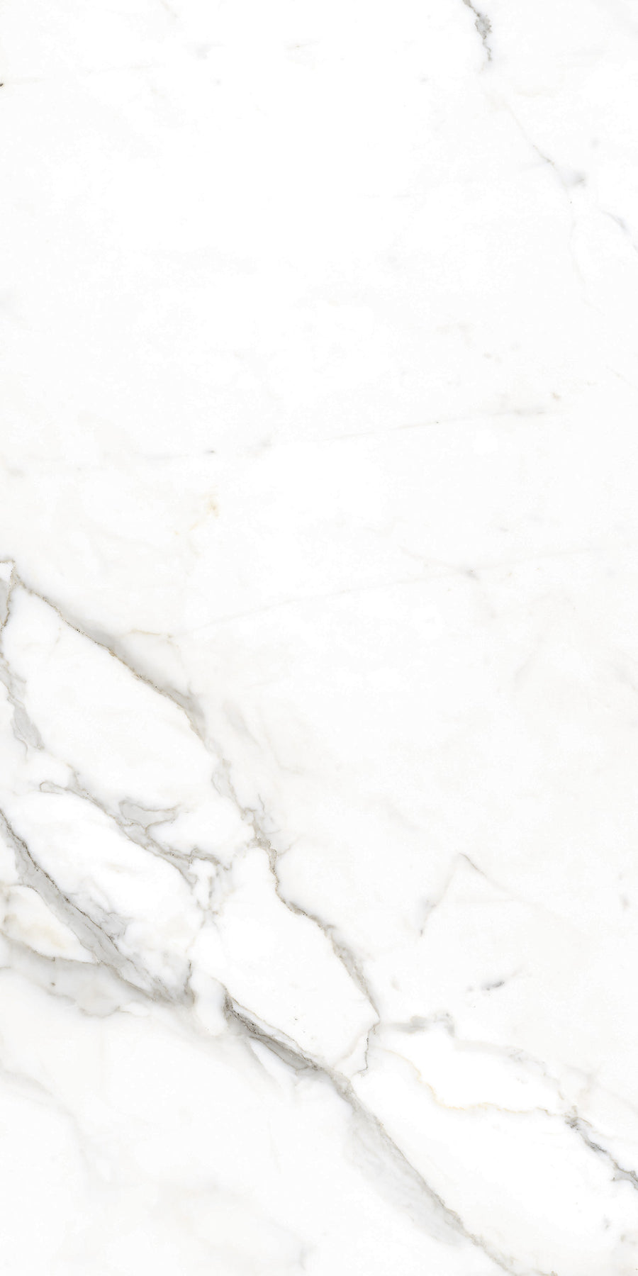 White marble surface with subtle grey veins and natural patterns, creating an elegant and minimalist texture. The overall appearance is smooth and polished.