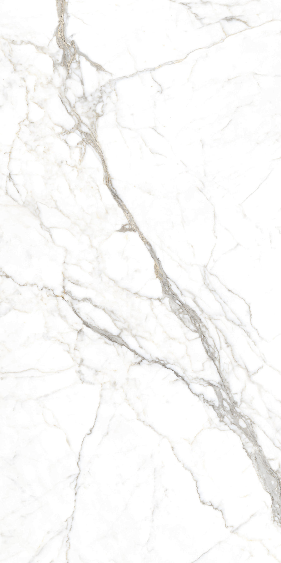 White marble surface with subtle grey and taupe veining running diagonally across the slab, creating an elegant and natural stone texture.