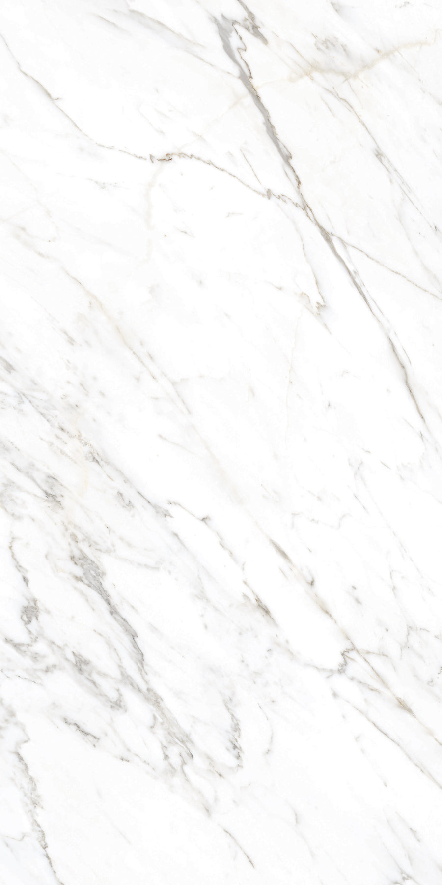 White marble surface with subtle gray veining and natural patterns, creating a smooth and elegant background often used in countertops, flooring, or decorative design.